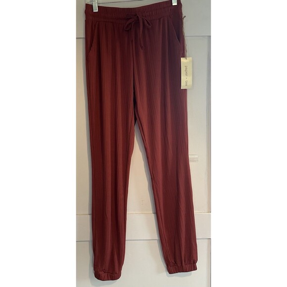 Paper + Tee Jogger Pants Lightweight Drawstring Pockets Rust Coral Color Size S - Picture 1 of 5